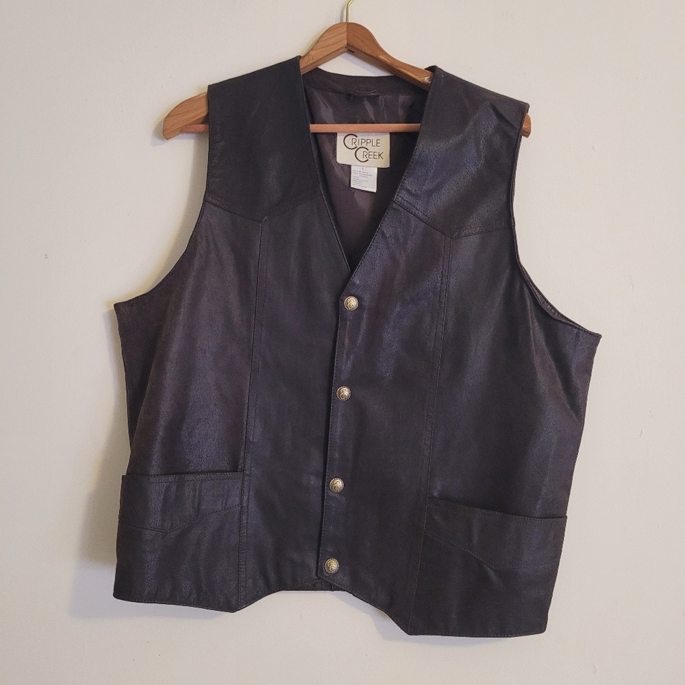 Cripple Creek Vest Genuine Leather Large Brown Antique Chocolate Men's Large